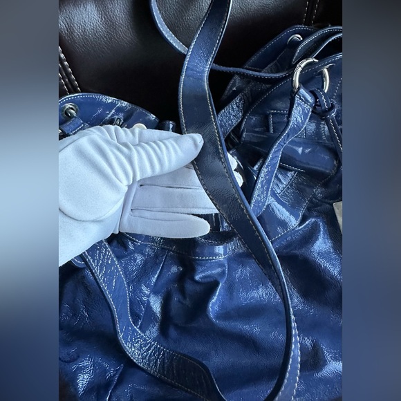 Furla Large patent Leather Shiny Blue Hobo Bag - Picture 5 of 16